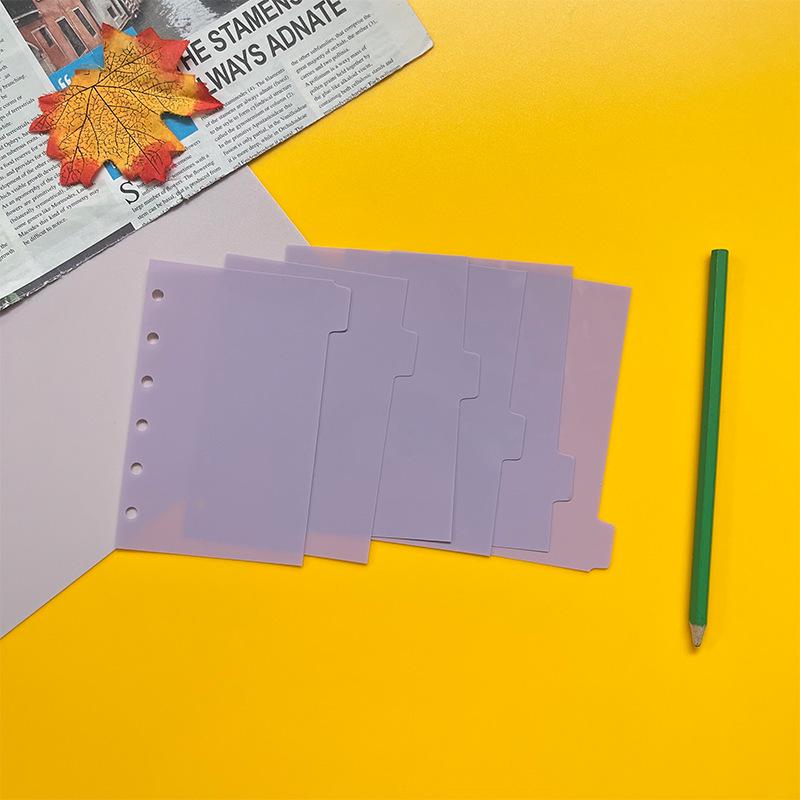 A7 6-Hole Loose-Leaf Refill PP Index Dividers, Color Dividers for Planner