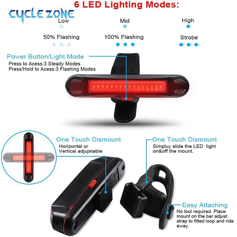 Bike Tail Light USB Rechargeable LED Bicycle Rear Lights Night Cycling Safety Warning Light Taillight MTB Bike Easy To Install