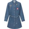 Solid Color Waist-Cinching Personalized Badge Long Sleeve Dress Women Dresses Dark-Denim-Blue JR582TA1KQ-913