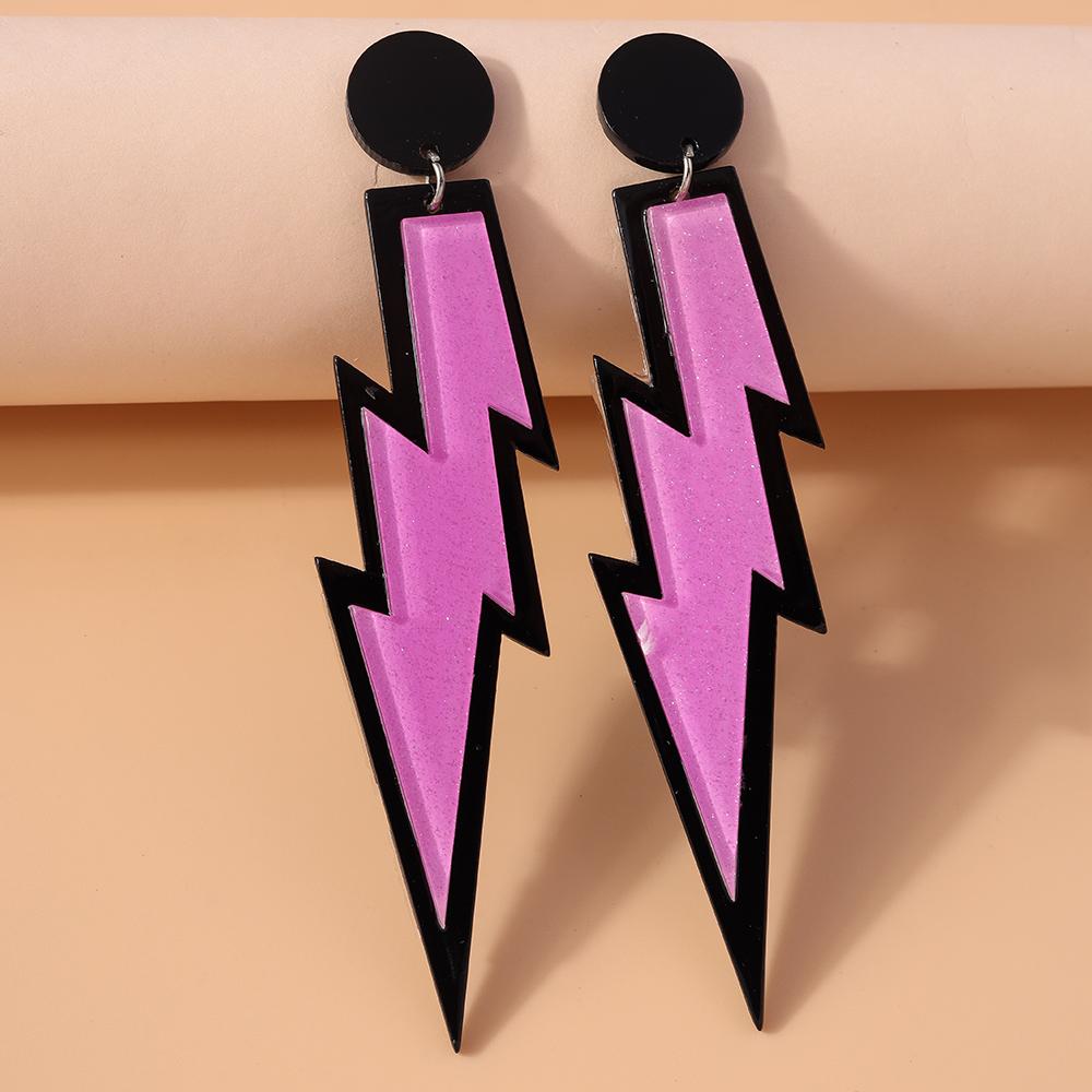 Fashion Candy Color Acrylic Lightning Drop Earrings for Women Girls Dangle Earrings Party Festival Jewelry Gift