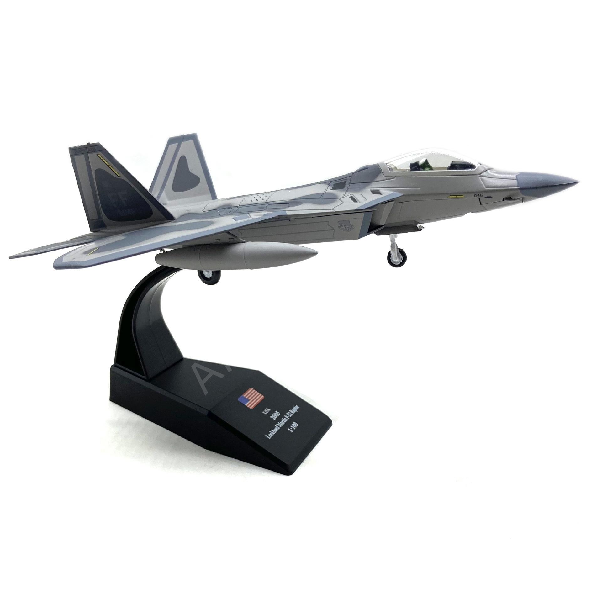 

1/100 F22 Model Plane Metal Scale Aircraft F22 Raptor Fighter USAF US Air Force Diecast Metal Plane Display Collection Gift камуфляжный