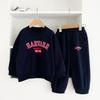 Kids' Spring/Autumn Sports Set: Boys' Letter Print & Winter Fleece-Lined Baby Girl Sweatshirt with Pants
