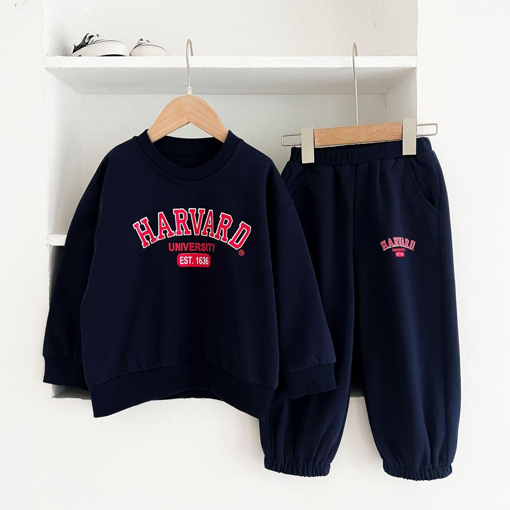 Kids' Spring/Autumn Sports Set: Boys' Letter Print & Winter Fleece-Lined Baby Girl Sweatshirt with Pants