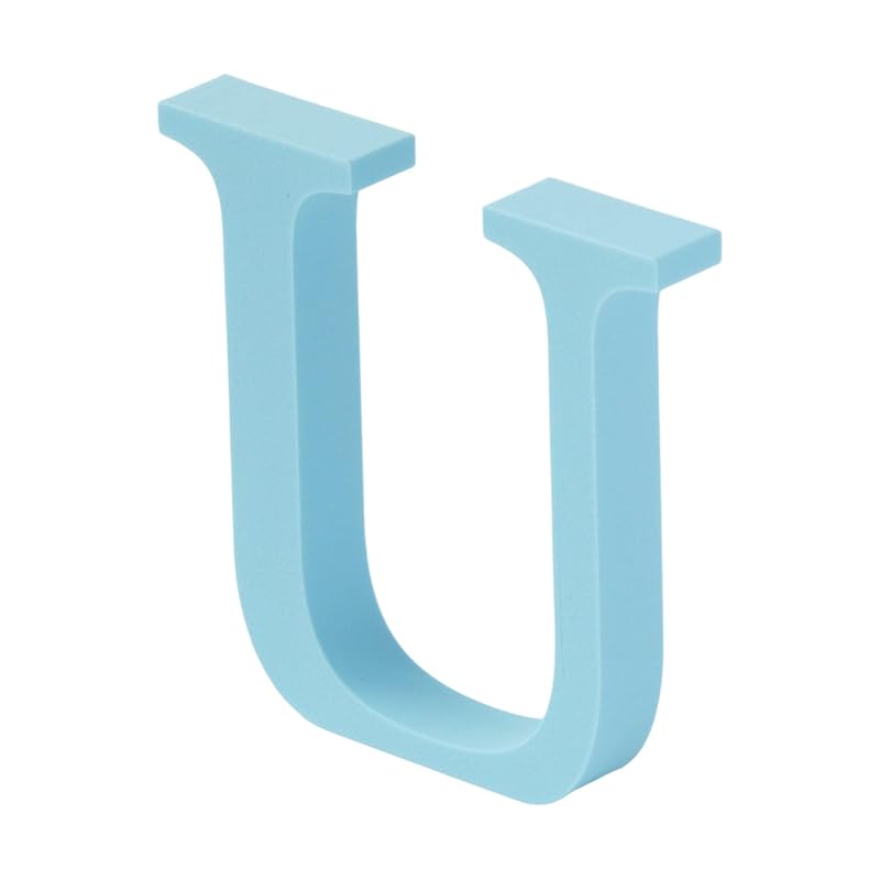 

Generic multicolor alphabet letter mint blue U