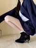 European and American temperament versatile suede pointed high-heeled short boots