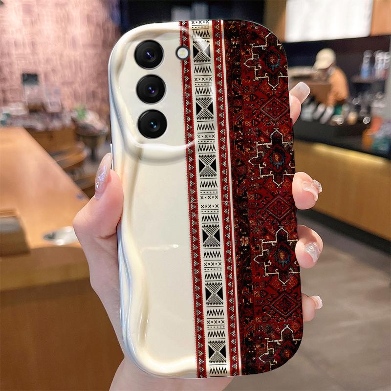 Geometric Floral Carpet Print Case for Samsung Galaxy S25 S24 S23 S22 S21 Ultra Plus S20 FE A73 A72 A71 4G A56 A55 5G A54 Cover