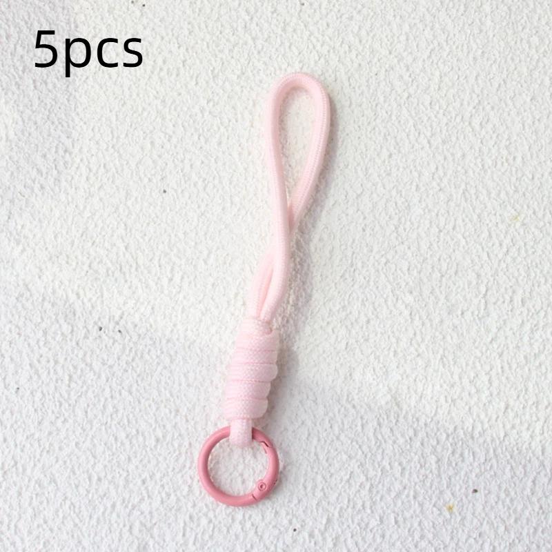 5 pièces/lot Porte-clés tressé coloré Lanière pour téléphone portable Corde à nœud anti-perte Sangle Porte-clés Hommes Femmes Accessoires Porte-clés de voiture