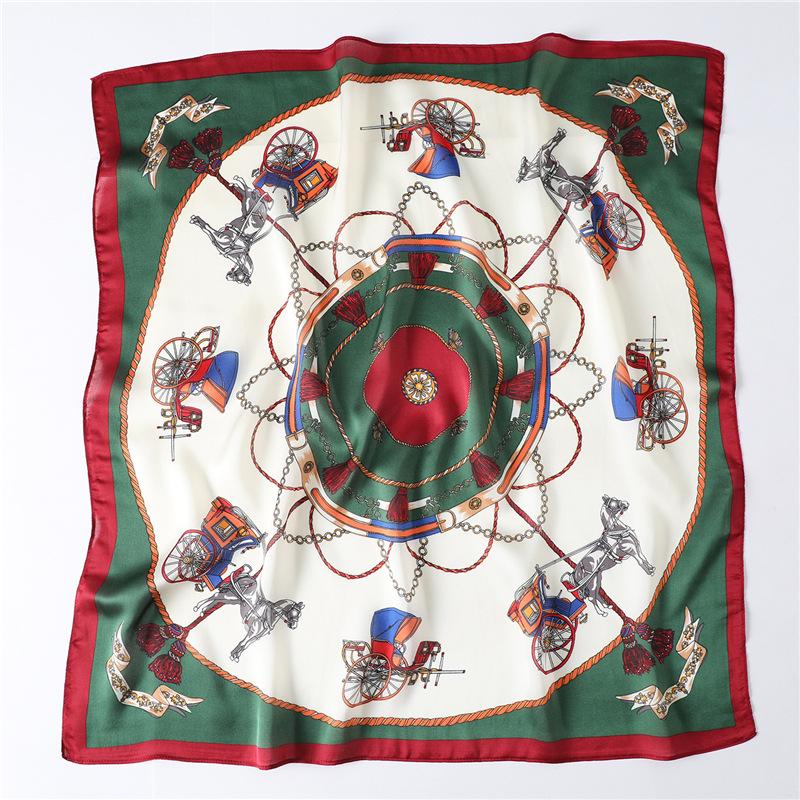 Small square scarf carriage chain silk scarf female Korean scarf versatile thin scarf headband decorative summer scarf autumn and winter