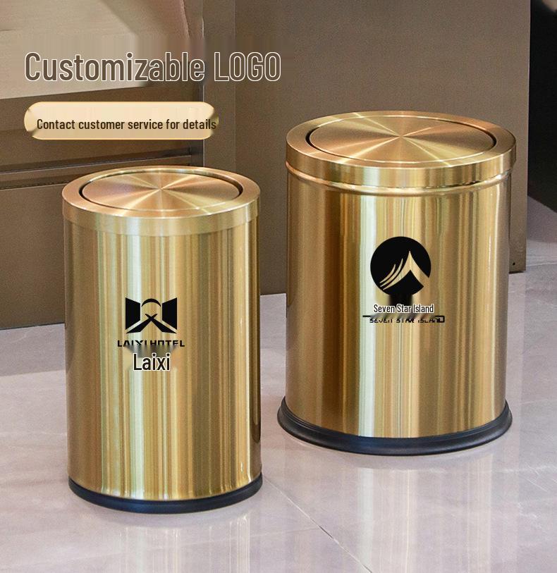 Stainless Steel Swing Lid Trash Can for Home and Kitchen, Light Luxury Design for Bathroom and Living Room.