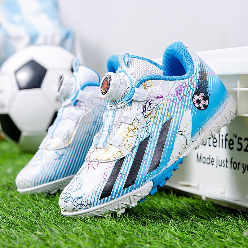 Children's Football Shoes Rotating Button Boys Professional Training Practical Shoes Girls Breathable Non-slip Football Shoes