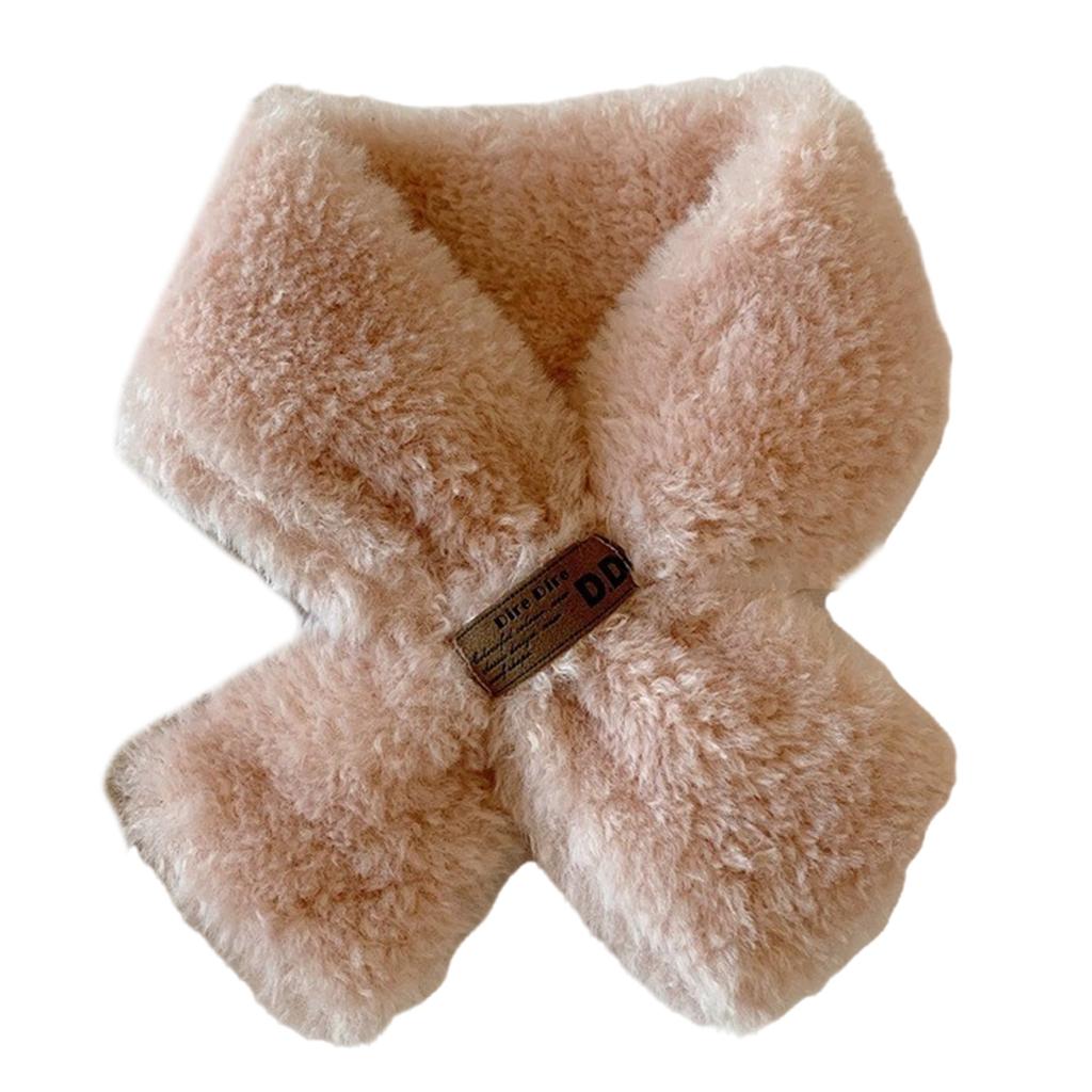 Crossed Scarf Winter Warm Furry Faux Furs Neckerchief Double Side Neck Gaiter Stylish Neck Scarf for Adult Women Student