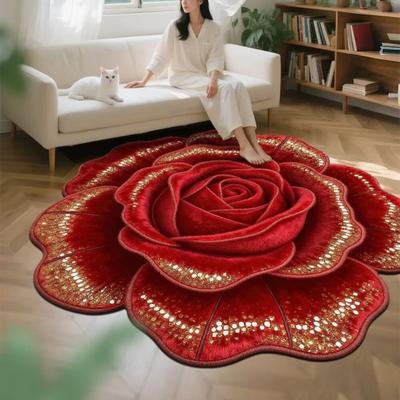 3D Floral Bath Mat Realistic Flower Shaped Floor Mat Non-Slip Absorbent Bathroom Rug for Entrance Living Room Bedroom