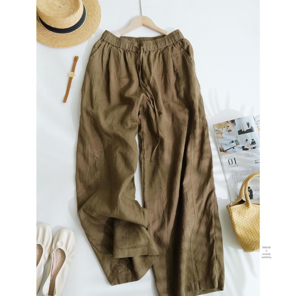 2026 New Stylish Banana Leg Linen Pants: Elastic Waist, Loose, Flattering Wide Legs