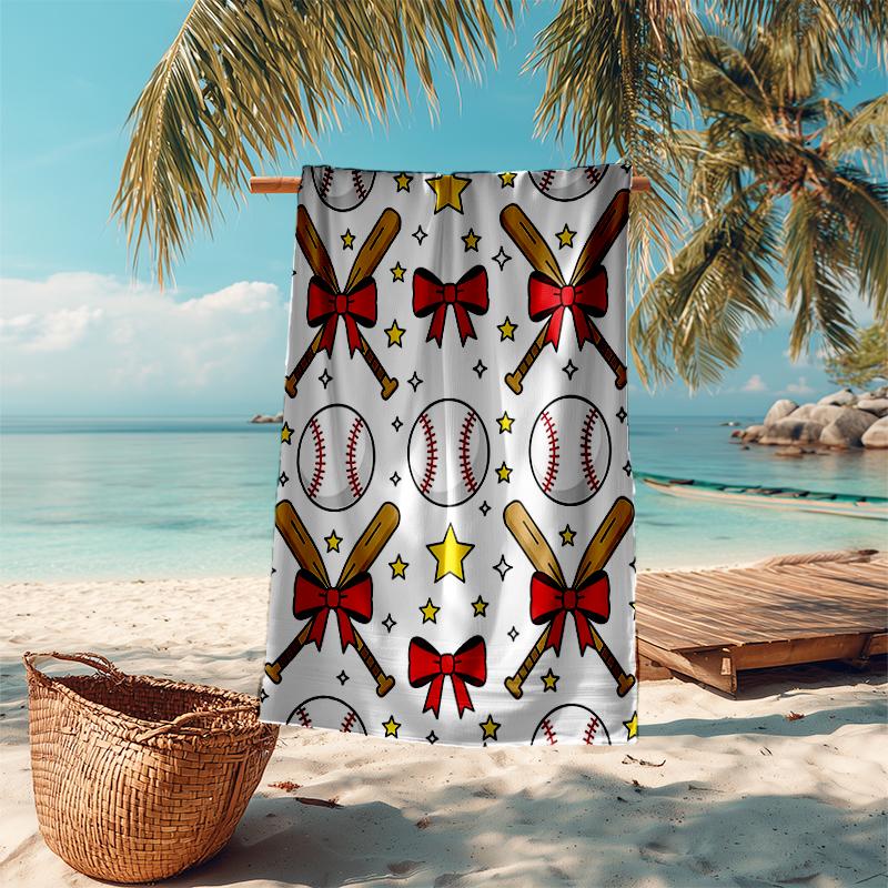 Ultra-Soft Beach Towel with Baseball Theme,Ideal for Pool - Camping, Diving - Perfect Travel Essential, Vibrant Beach Towel.