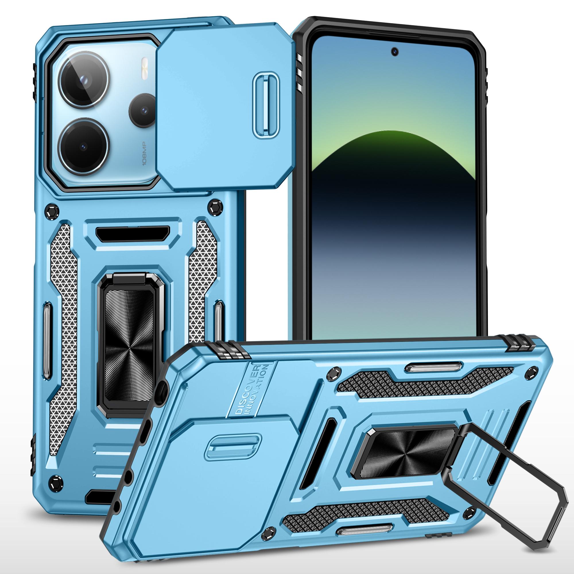 

Металлический кольцевой магнитный держатель Чехол для телефона для Xiaomi Redmi Note 14 13 12 11 Pro Note 14S 14C 13C CSlid Защита камеры Защитная крышка Redmi Note 14 4G (Global) небесно-голубой