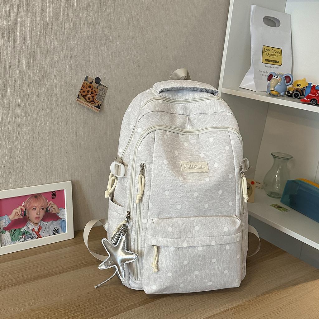 Schoolbag Schoolbag 1011 New Korean Version High Value Large Capacity Backpack Junior High School High School Travel Polka Dot Backpack