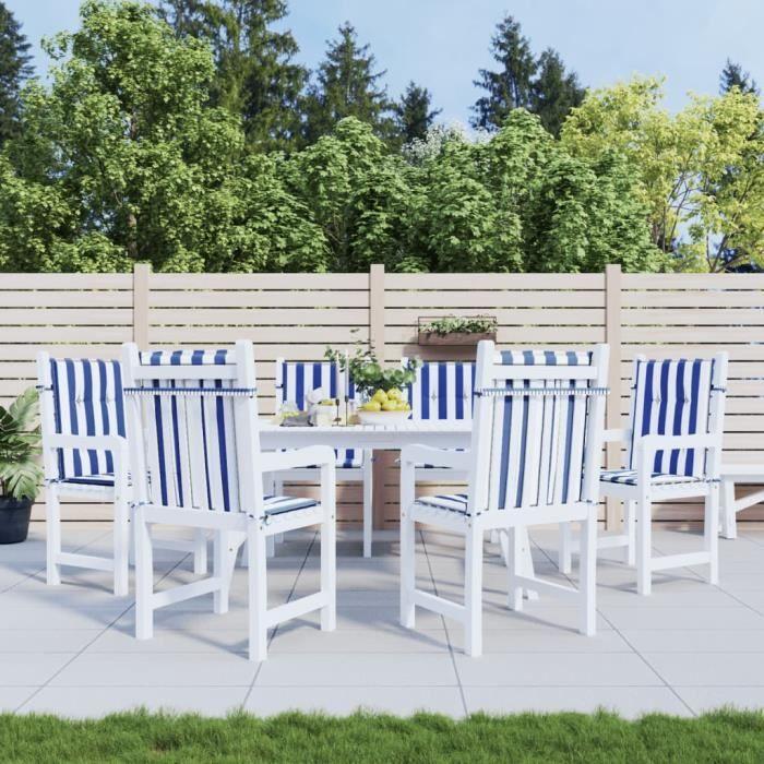 VidaXL Low Back Chair Cushions Set of 6 Blue and White Stripes 361321
