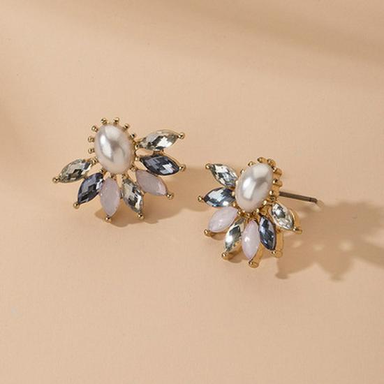 Trendy Geometric Full Diamond Stud Earrings for Women - Versatile, Simple, and Fashionable