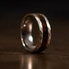 8MM  Hammered Silver Color Men Stainless Steel Rings Koa Wood Rings for Men Wedding Band Jewelry Party Ring Dropping Ship