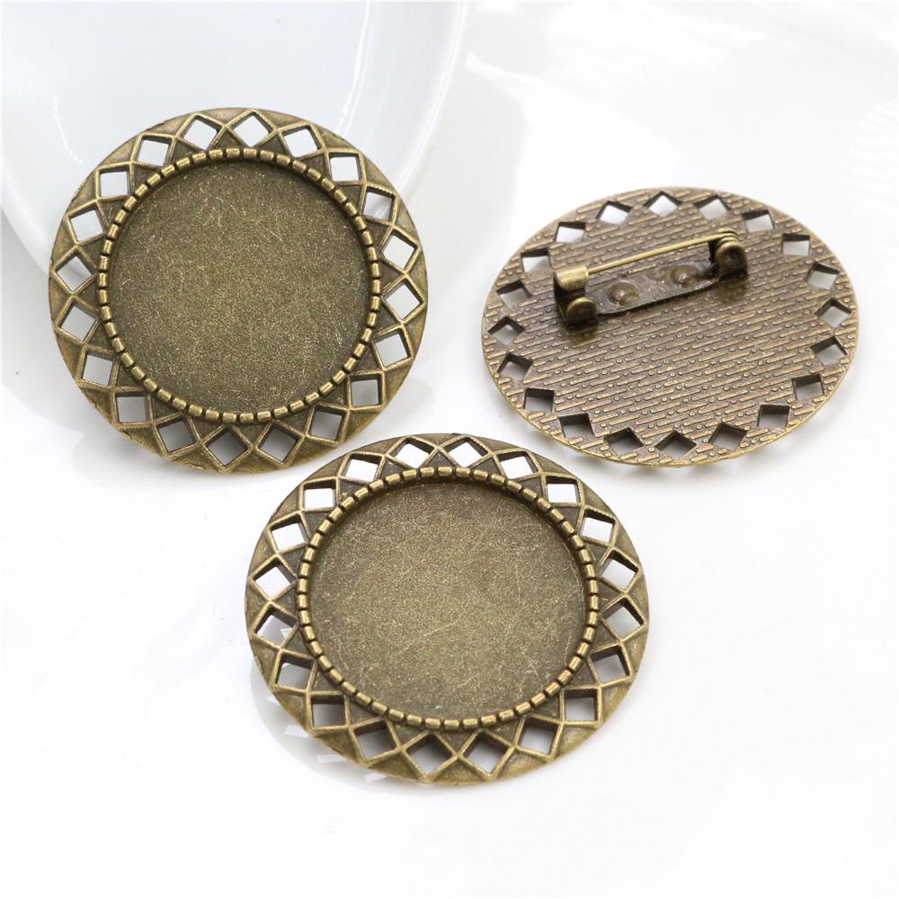 New Fashion 5pcs 25mm Inner Size Antique Silver Plated and Antique Bronze and Antique Gold Color Brooch Cabochon Base Setting