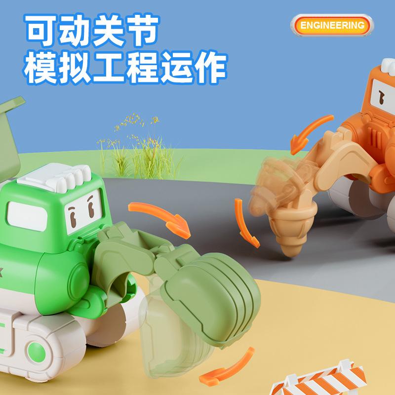 Children'S Press Pull Back Cartoon Car Construction Vehicle Boy Excavator Drop Resistant Bulldozer Toy Set