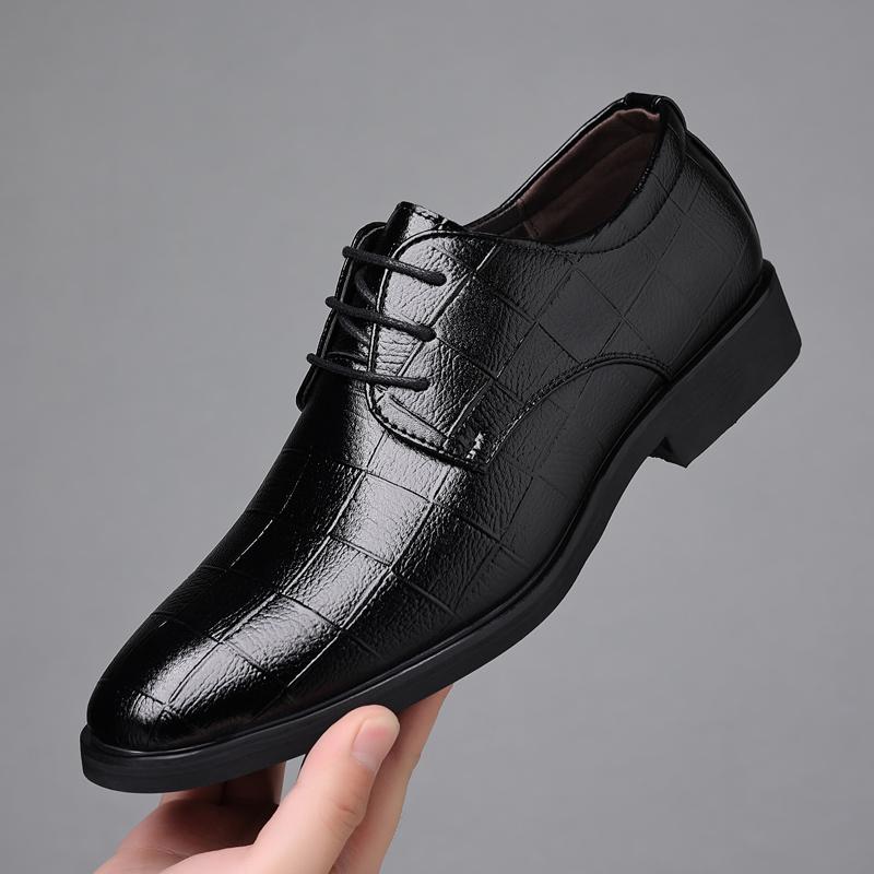 

Формальные офисные туфли из ПУ кожи, черные, блестящие, представительские / Мужские черные туфли JZ-51200 45 чёрный