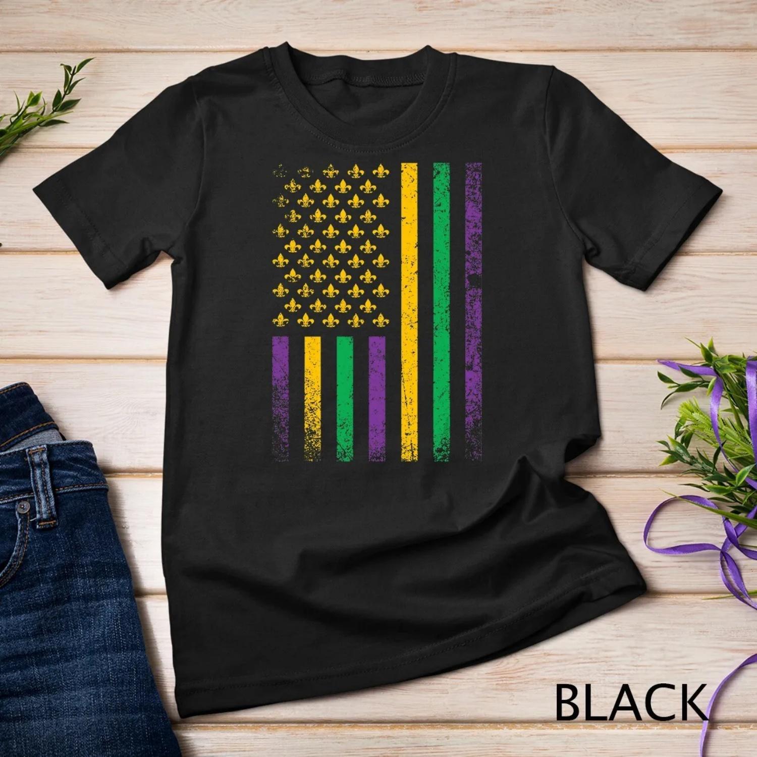 US Flag Mardi Gras T Shirt S чёрный