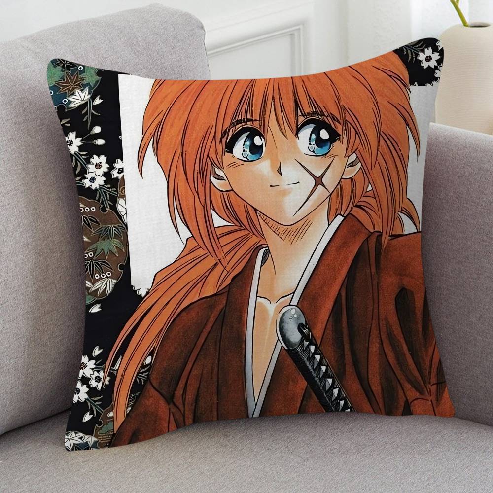 Anime Rurouni Kenshin Cartoon Series Square Pillowcase Soft Waist Sofa Cushion Cover Bedroom Room Pillowcase