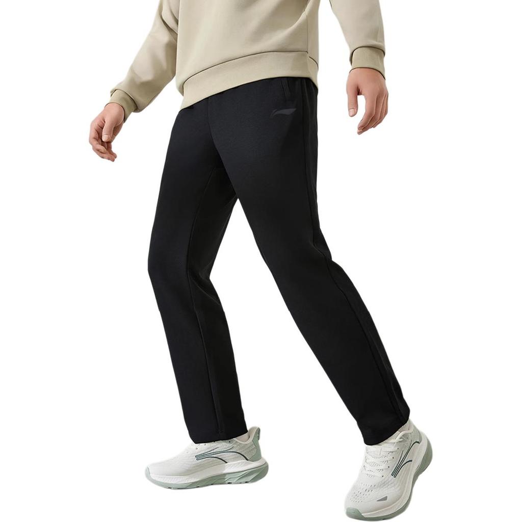 Li Ning Comfortable Simple Straight Leg Lace-Up Versatile Casual Pants Unisex Bottoms Standard-Black AKLUEL73-1