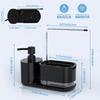 Kitchen Soap Dispenser Set, Soap Dispenser for Kitchen Sink, Dish Soap Dispenser with Sponge Holder, Rag Holder and Tray, 4-in-1 Organizer for