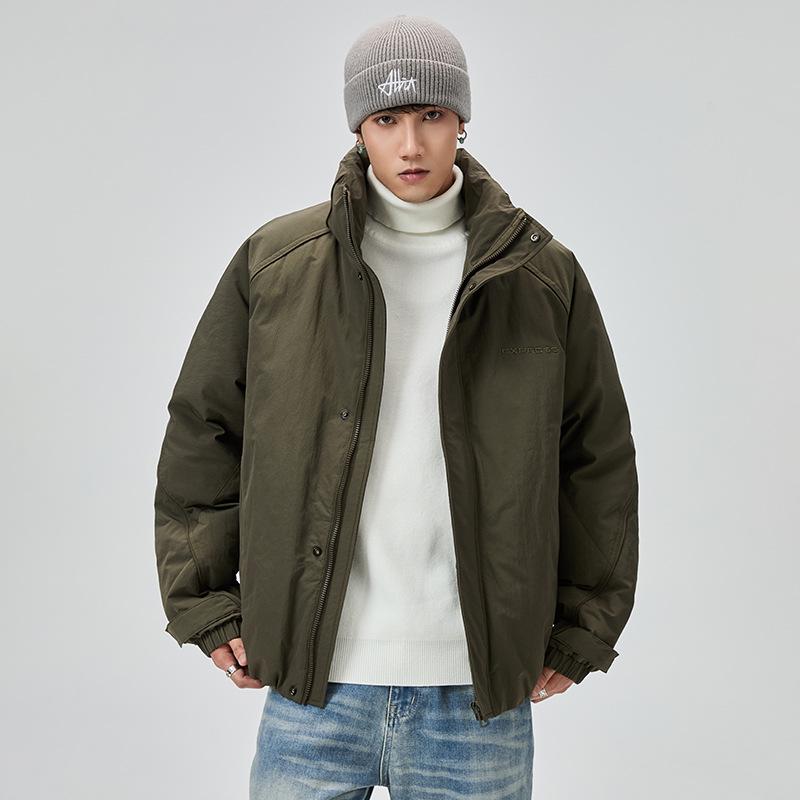 Men's Winter Stand Collar Down Jacket - Warm, Thickened, American Style, Outdoor Workwear
