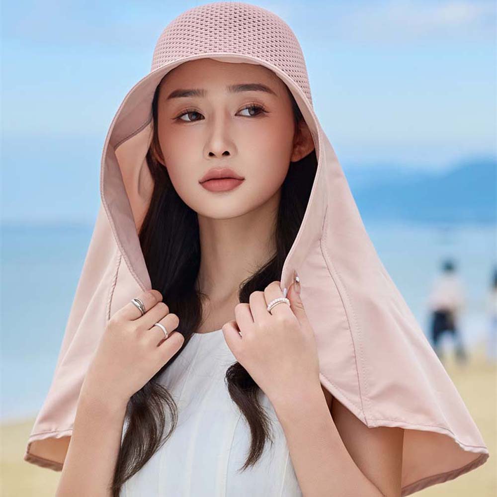 Wide Brim Mountaineering Cap Breathable Hiking Bucket Hat Foldable Women Sun Cap  Famale