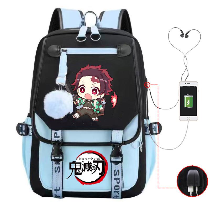 Ghost Annihilation Blade Grade 3-6 Junior High School Student High School Student School Bag Strap USB Multifunctional Backpack