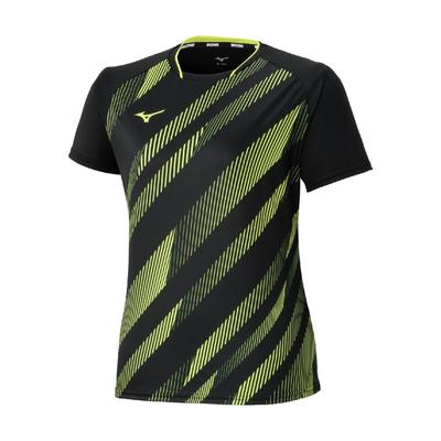 Tischtennis Spiel Kurzarm Trikot JTTA Größe M, Ärmel, Zertifiziert, Feuchtigkeitsableitend, Schnelltrocknend, Damen, 82JAC214, Schwarz/Gelb,