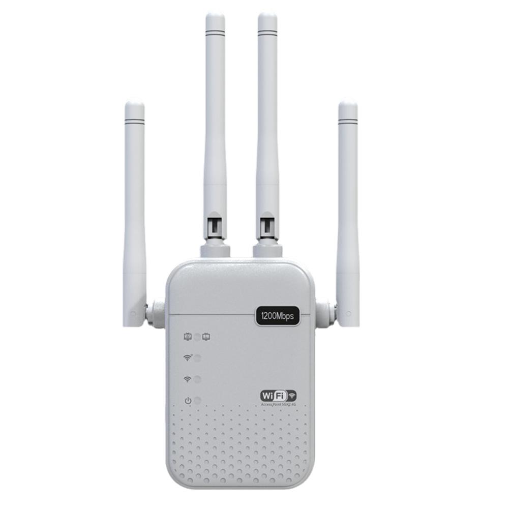 1200Mbps WiFi Signal Booster 4 External Antennas 5GHz & 2.4GHz Dual-Band Internet Extender for Home Office