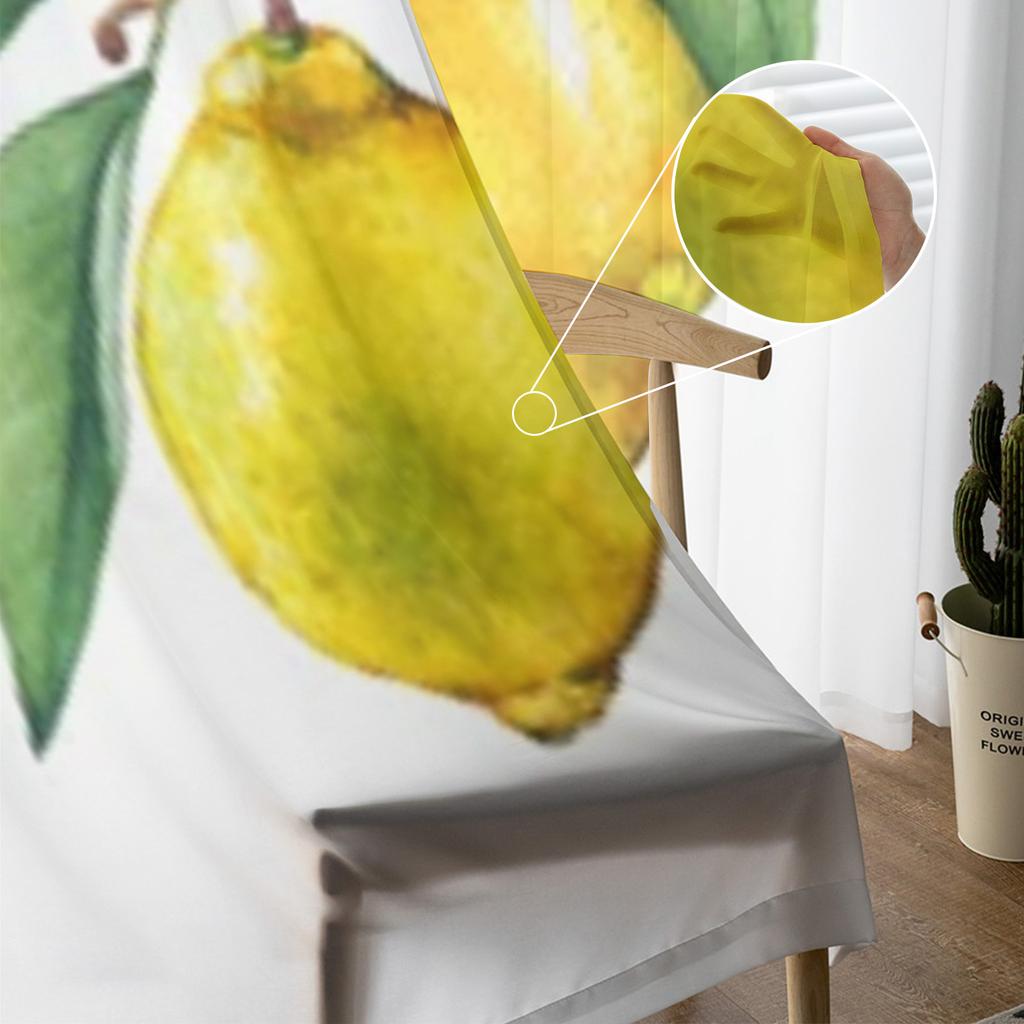 Cortinas transparentes Fruit On Lemon Branch para sala de estar, janela, voile transparente, cortina de tule, quarto, decoração para casa