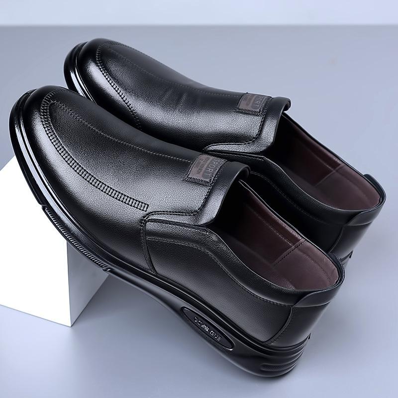 Polyurethane solid sole men's shoes spring men's leather breathable casual shoes soft sole casual shoes non-slip dad shoes