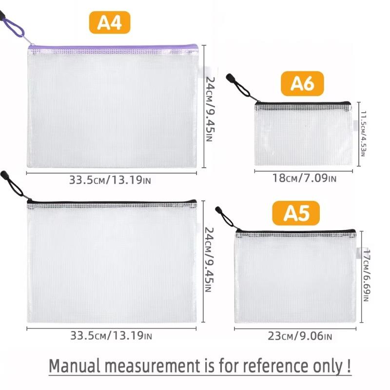 10 Pack White Zipper Folder A4 A5 Document Bag, Large Capacity Ziplock Storage Organizer for Office School Supplies, Waterproof