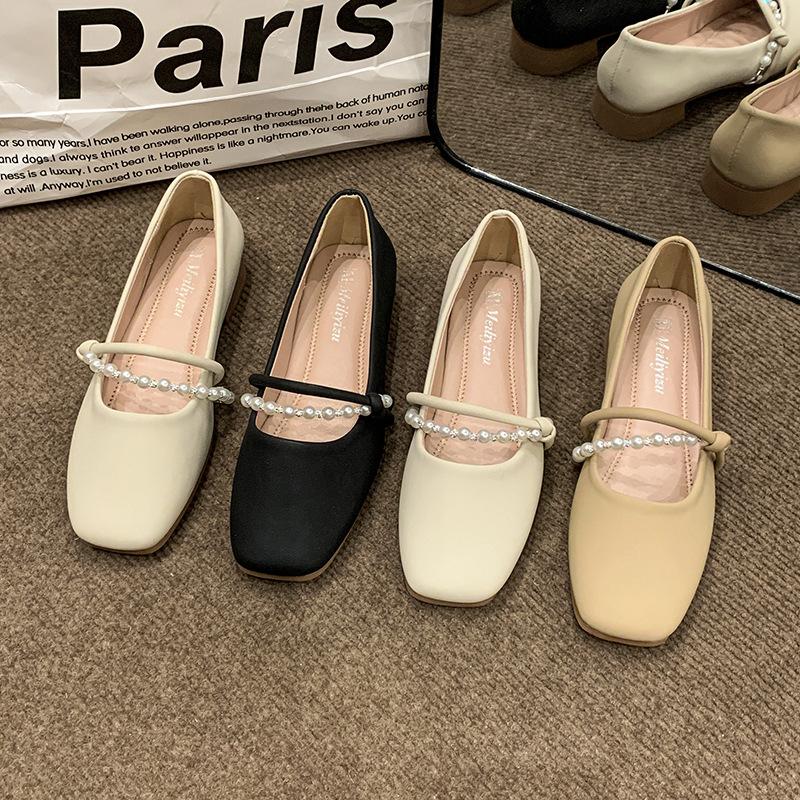 Mary Jane with Skirt Small Leather Single Shoes Women's 2025 Spring and Autumn New Gentle Flat Shoes