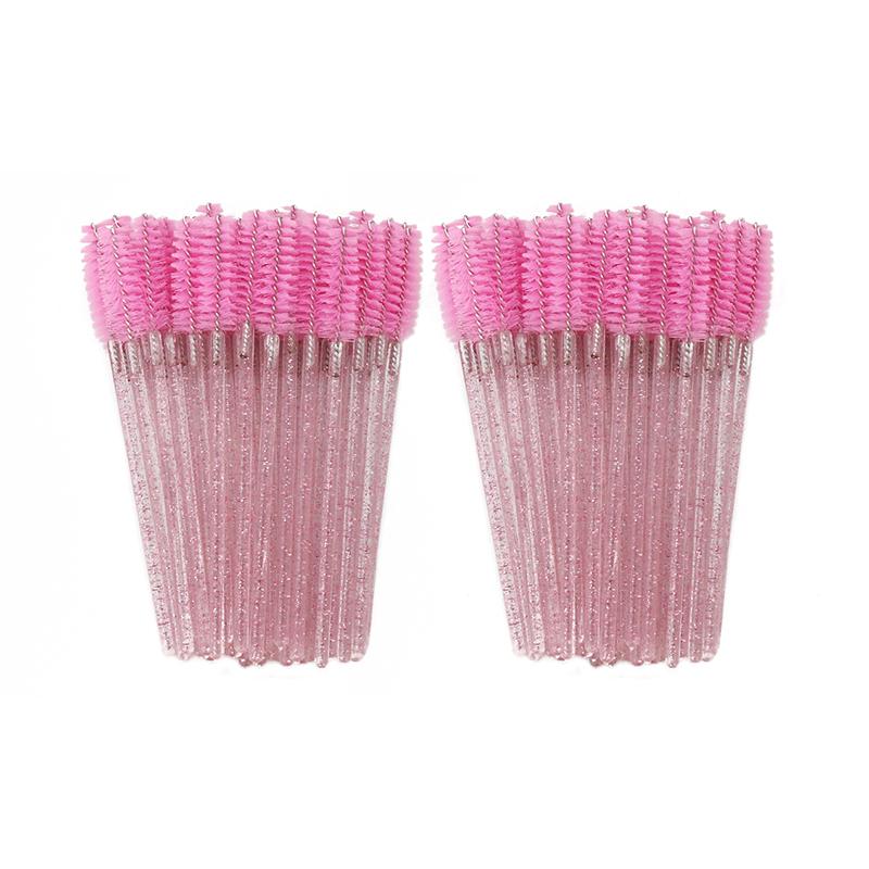 ANNAFRIS 1Pack 50Pcs Disposable Eyelash Brush Soft Head Crystal Eyebrow Brush Lash Extension Brush Mascara Wand Makeup Tool