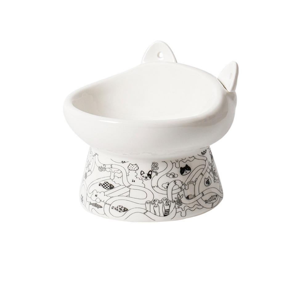 Large Capacity Pet High Foot Bowl Non-slip Dog Food Feeding Basin Ceramic Cat Bowl  Kitten Puppy