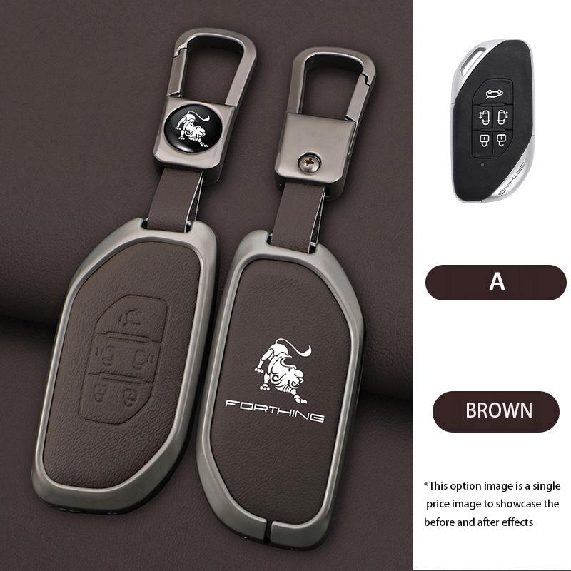 Zinc Alloy Leather Car Key Case Fob Cover Protector Holder Shell For Dongfeng Forthing Fengxing T5 Evo Keychain Accessories