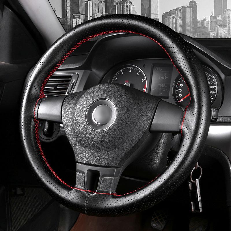 Braid On Steering Wheel Soft Auto Car Steering Wheel Cover With Needles And Thread Artificial Leather Car Styling Texture Covers