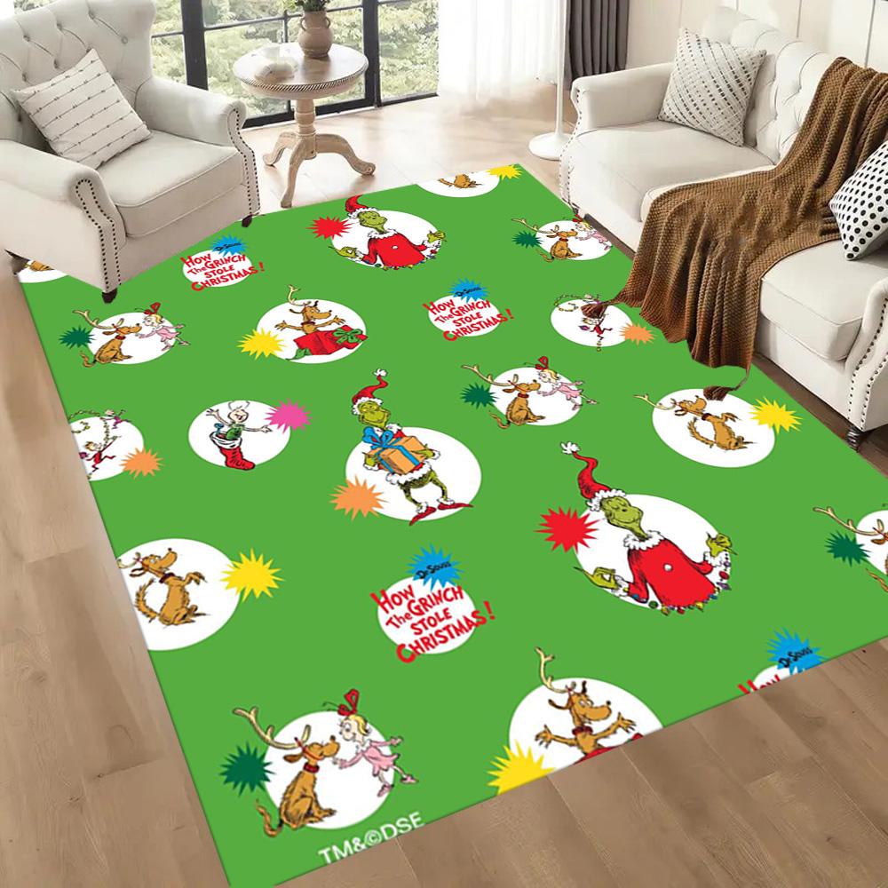 How The Grinch Stole Christmas Square Rugs Are a Great Choice for Living Rooms, Bedrooms, Home Décor, and As Gifts.