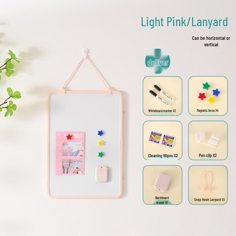 Lavagna bianca con cordino magnetico bifacciale da scrivania: Lavagna portatile per disegni e promemoria per bambini.