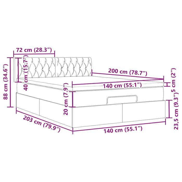 VidaXL Ottoman Bed Frame with Mattress Black 140x200 Cm Velvet, Bed Frame, Upholstered Bed Frame, Ottoman Bed Frame 3311851