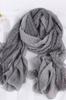 Gray Shawl with Lace 180X90 - Cotton with Polyester
