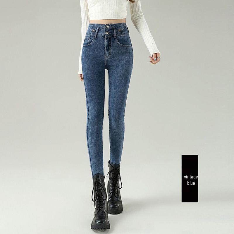 Women s High-Waisted Velvet-Lined Skinny Jeans - Winter 2025 Collection 32