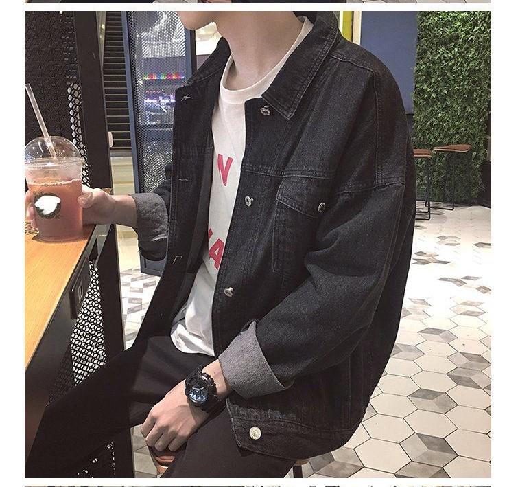 Herren Kapuzen-Jeansjacke - Frühling/Herbst Trendiger lockerer Schnitt im Hongkong-Stil