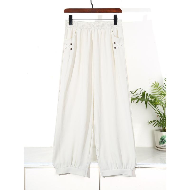 Daily Thin Loose Ankle Pants Elastic Waist New Cool Pants Women High-quality Solid Color Series Plus Size Pants